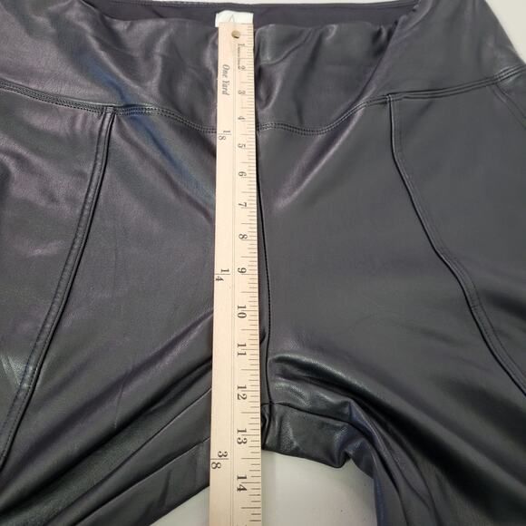 Joie Women's Black Faux Leather High Waist Cropped Straight Leg Pants Pull-On XL - Picture 6 of 8